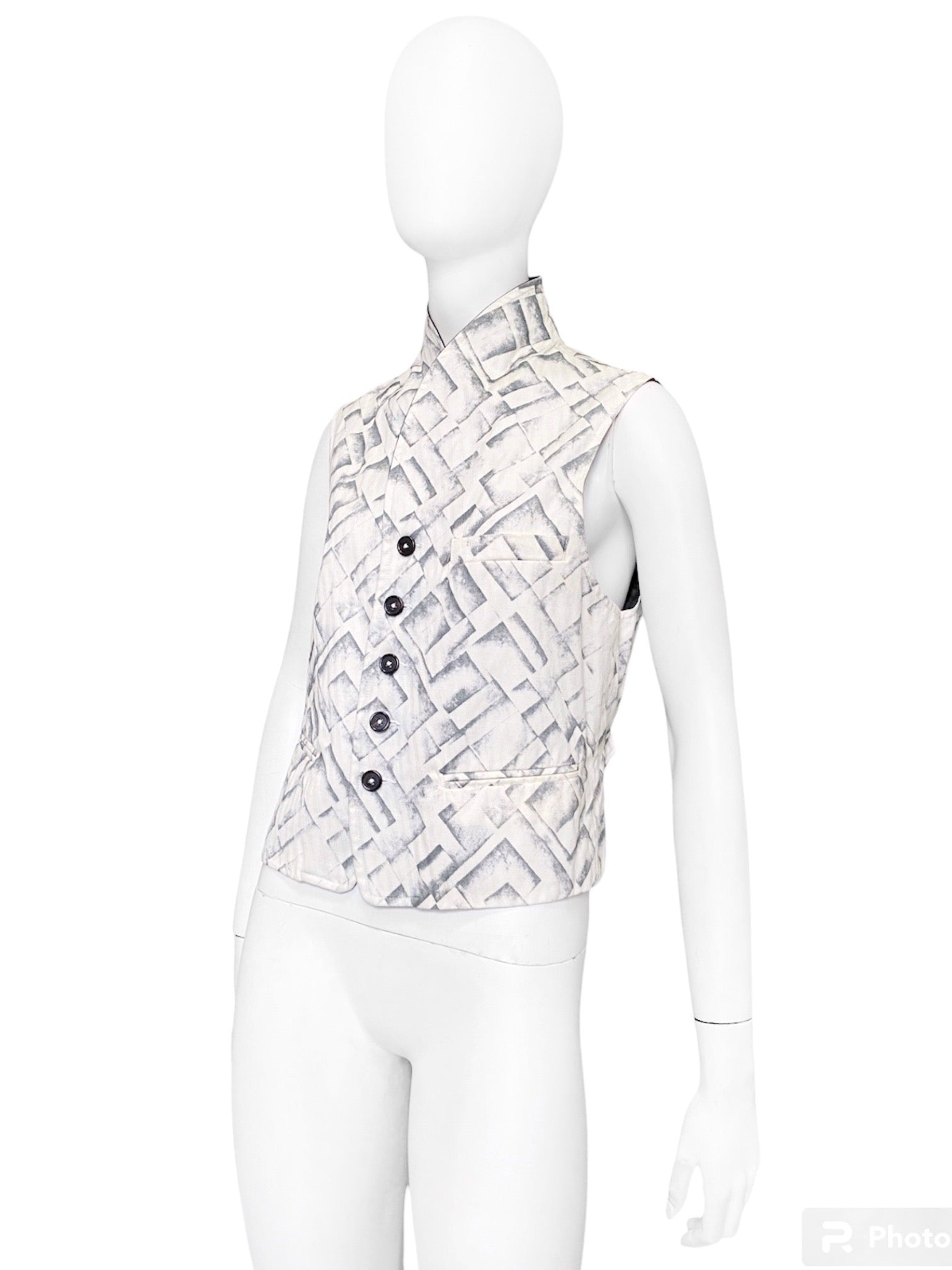 Ann Demeulemeester Spring 2008 Abstract Tyre Print Gillet Vest Top XS - 5