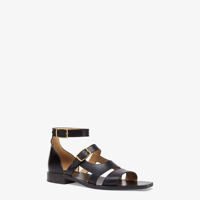 FENDI Black leather sandals outlook