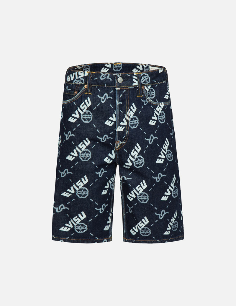 MONOGRAM PRINT DENIM SHORTS 1