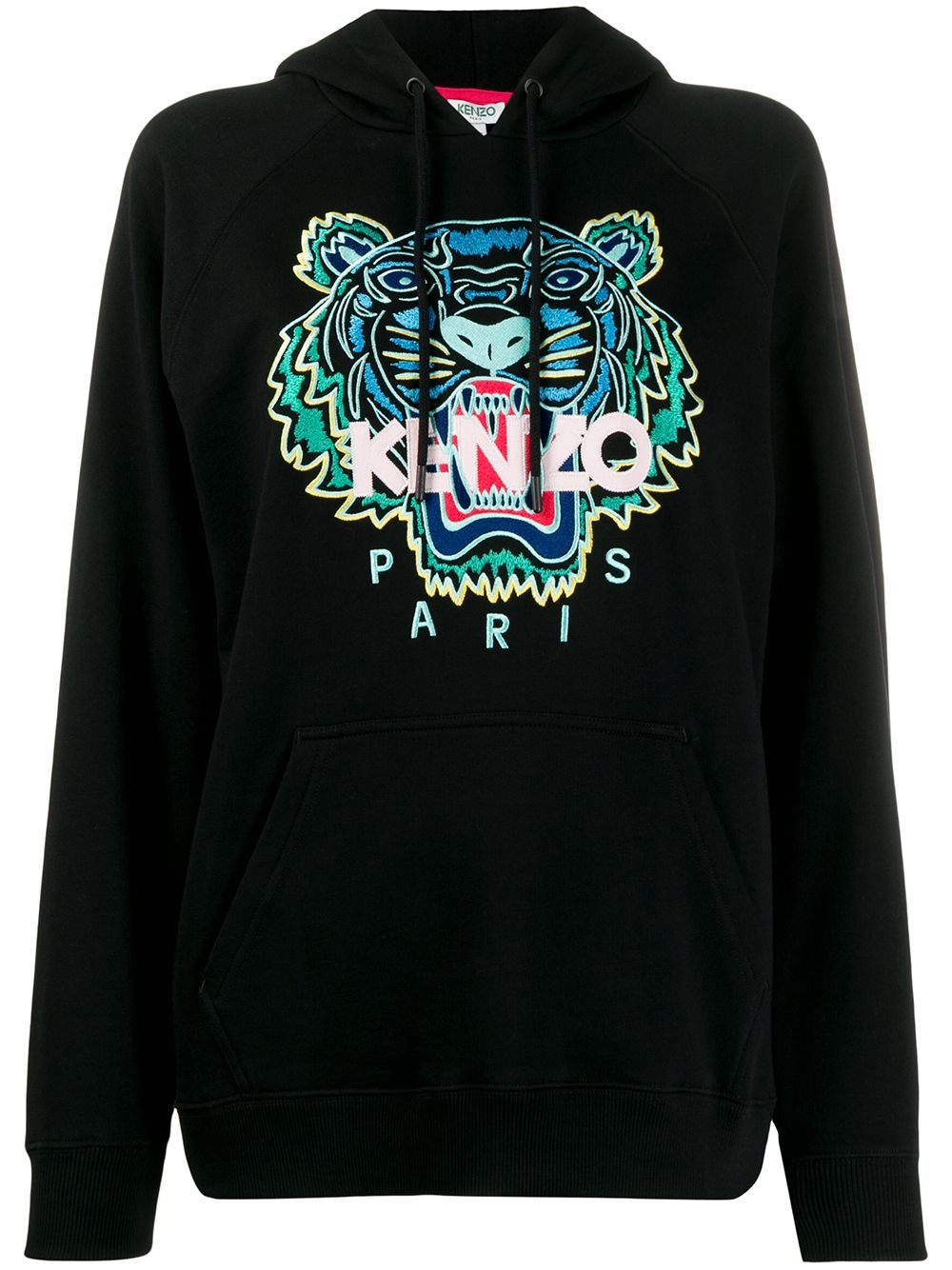 Tiger embroidered logo hooded sweatshirt   - 1