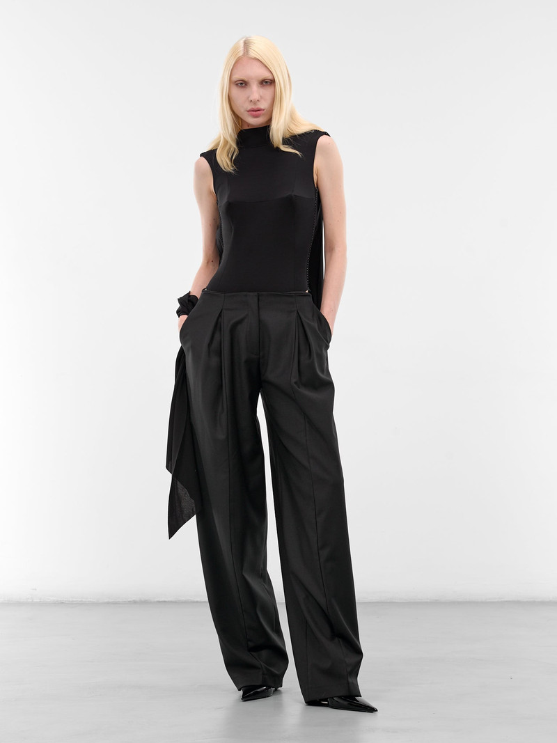 Jean Paul Gaultier Black Viscose Jersey Draped Bodysuit outlook