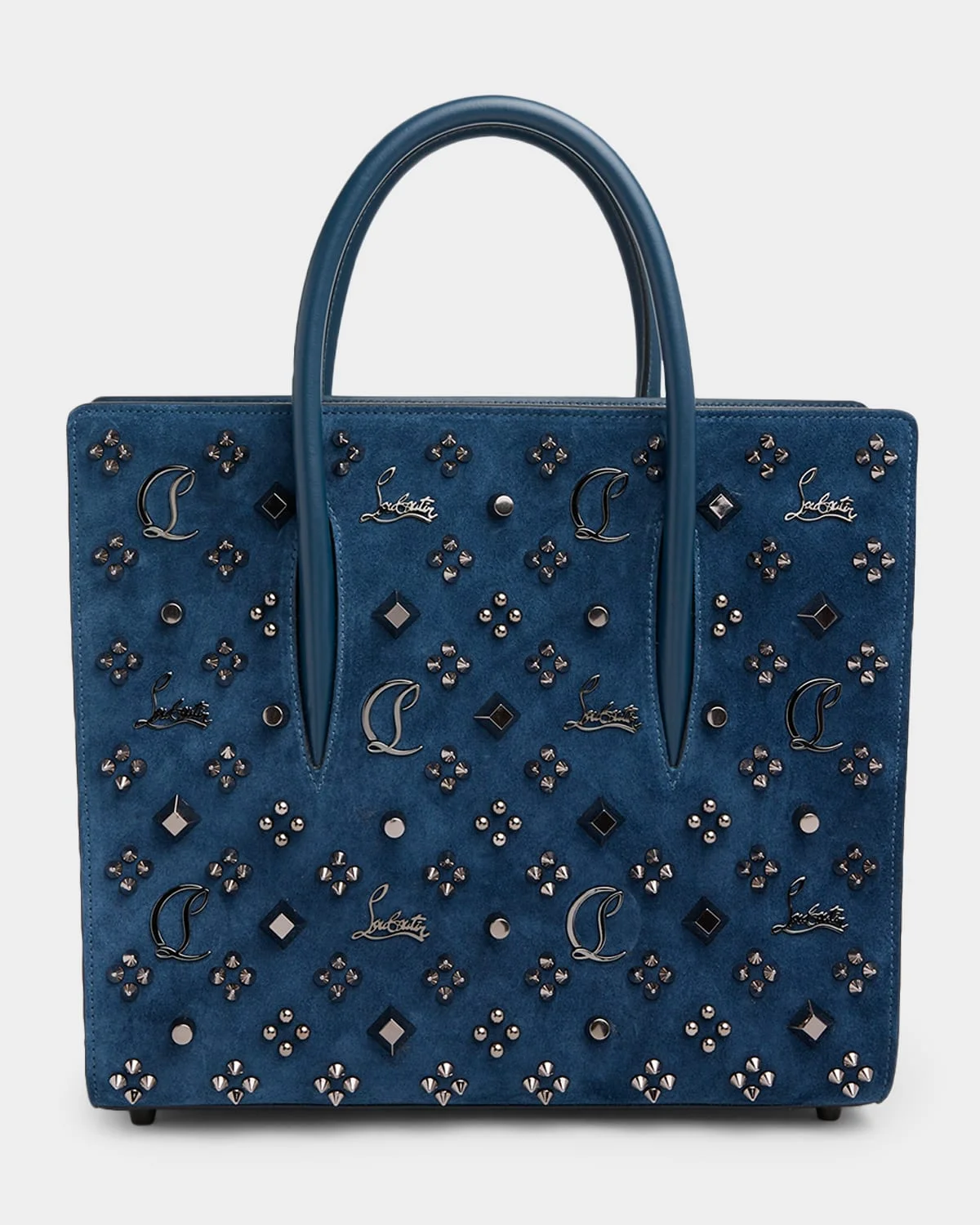 Paloma Medium Top-Handle Bag in Suede with Loubinthesky Spikes - 1