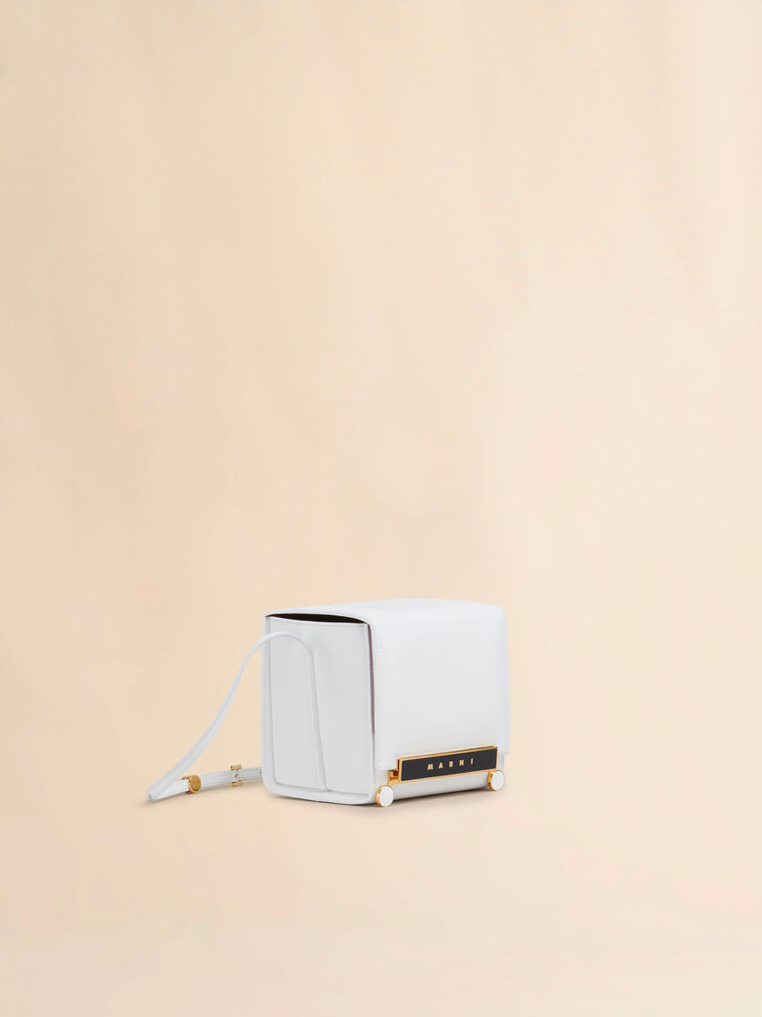 WHITE LEATHER VHS SMALL CUBO BAG - 6