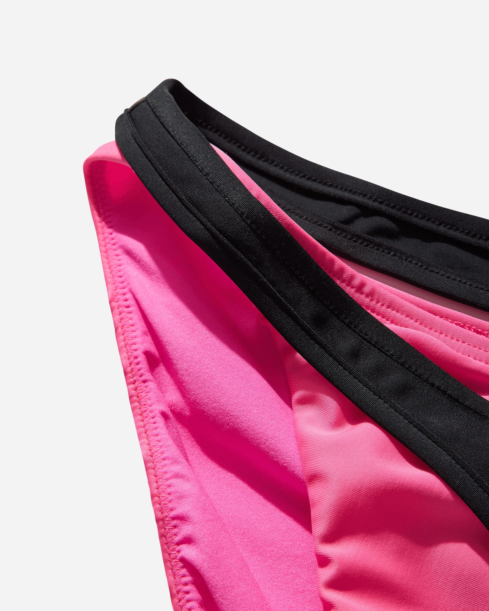 Women's Layered Bikini Bottom Pink / Black - 3