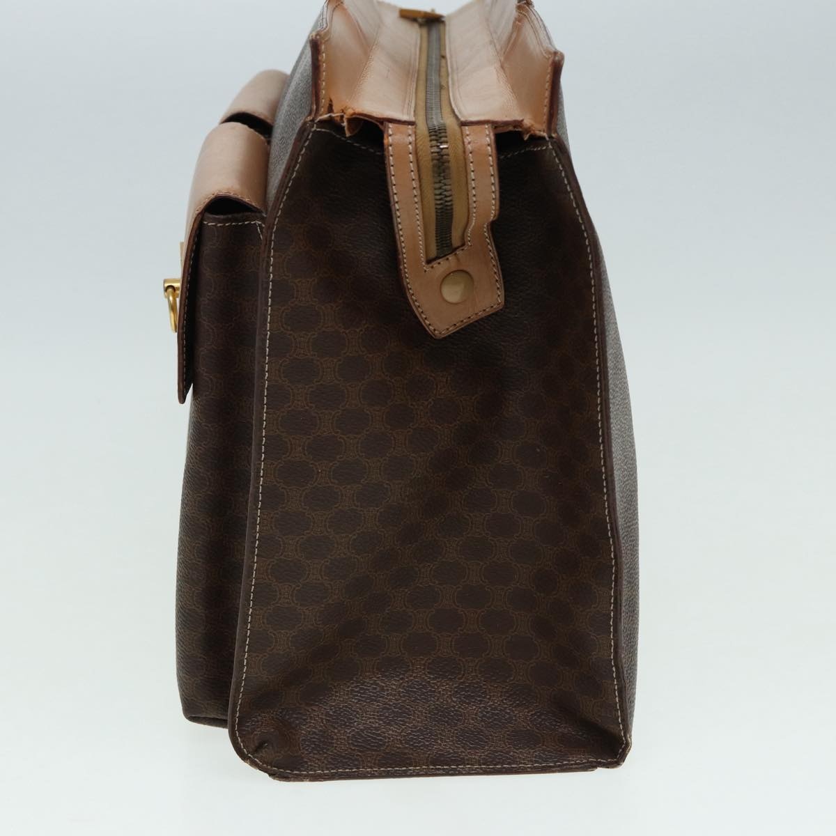 CELINE Macadam Canvas Hand Bag Pvc Leather Brown Gold - 3