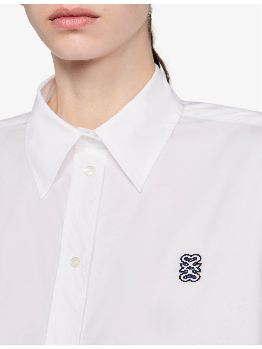 Logo-embroidered cropped cotton shirt - 5