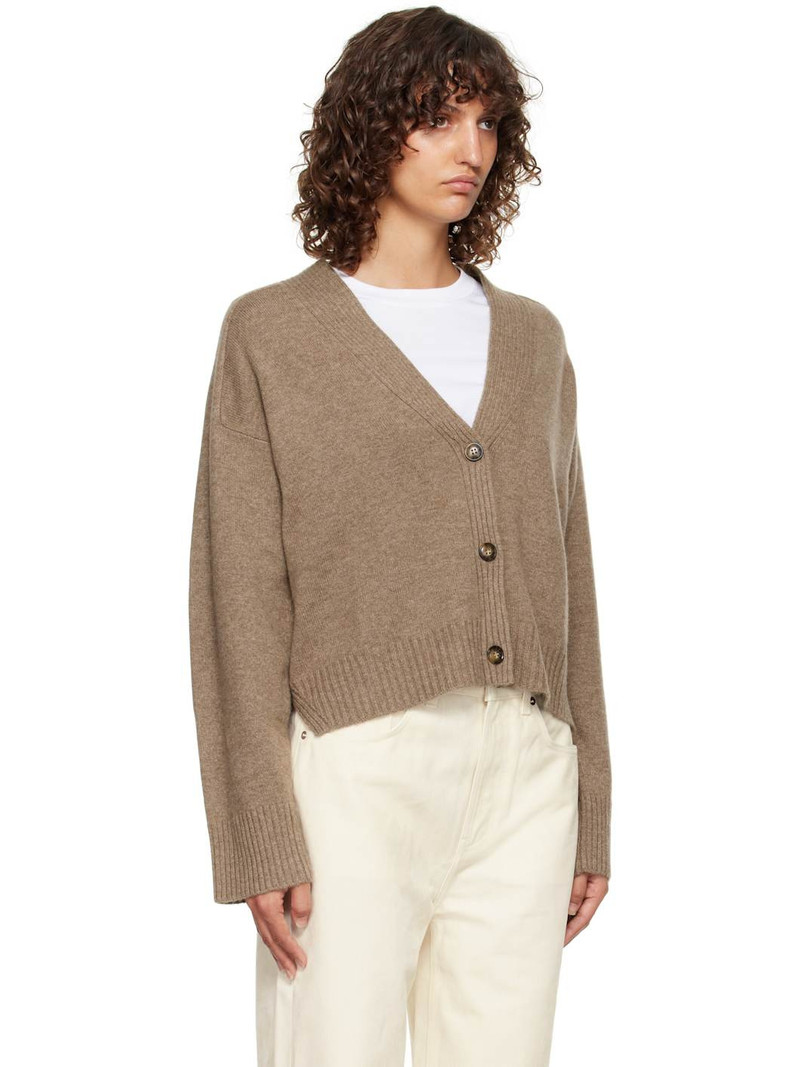 Taupe Kaia LDS Ribbed Neckline Cardigan 2