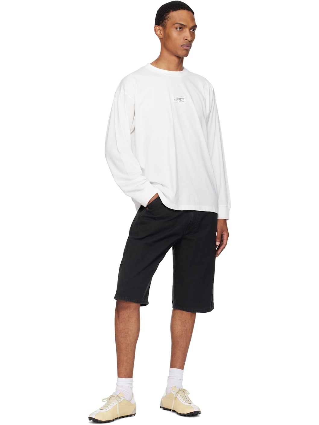 Black Cotton Canvas Shorts - 4