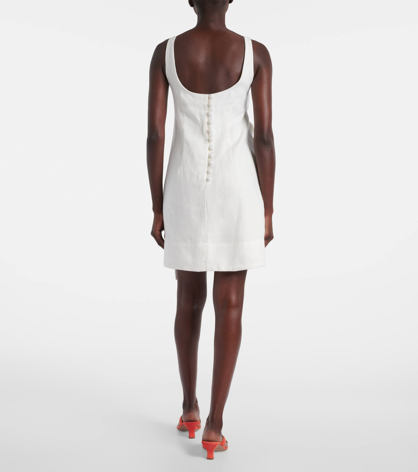 Floral-appliqué linen minidress - 3