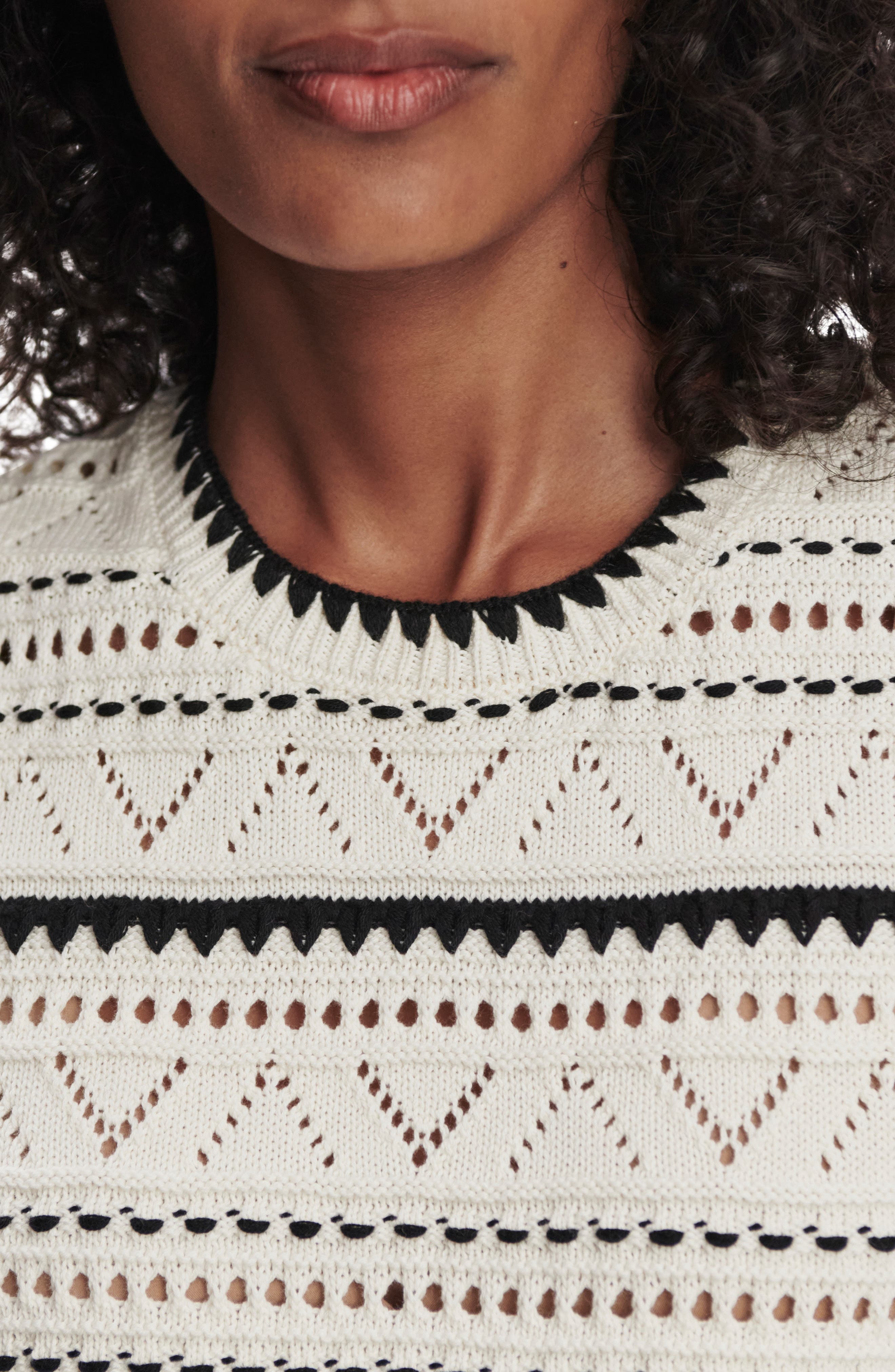 Varley Athena Pointelle Stitch Cotton Sweater Vest in Egret at Nordstrom - 4