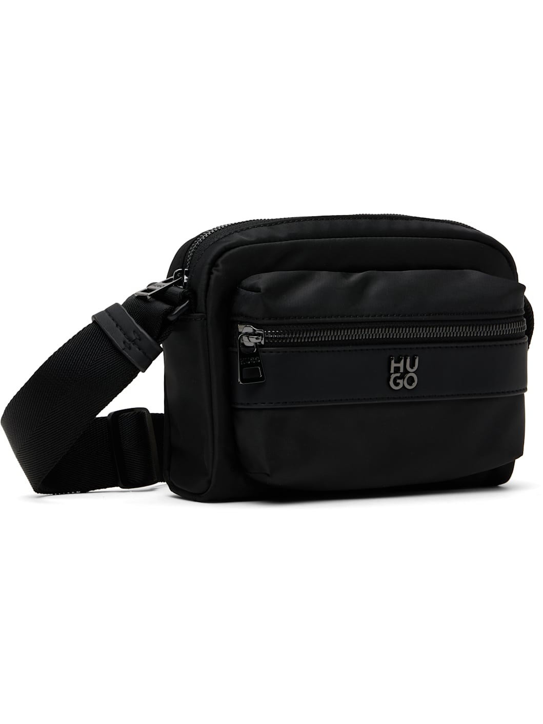 Black Stacked-Logo Twill Crossbody Bag - 2