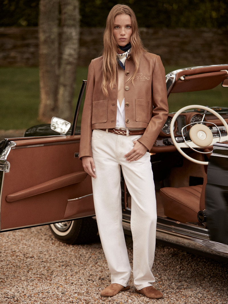 FRAME Ritz Femme Leather Jacket in Camel outlook