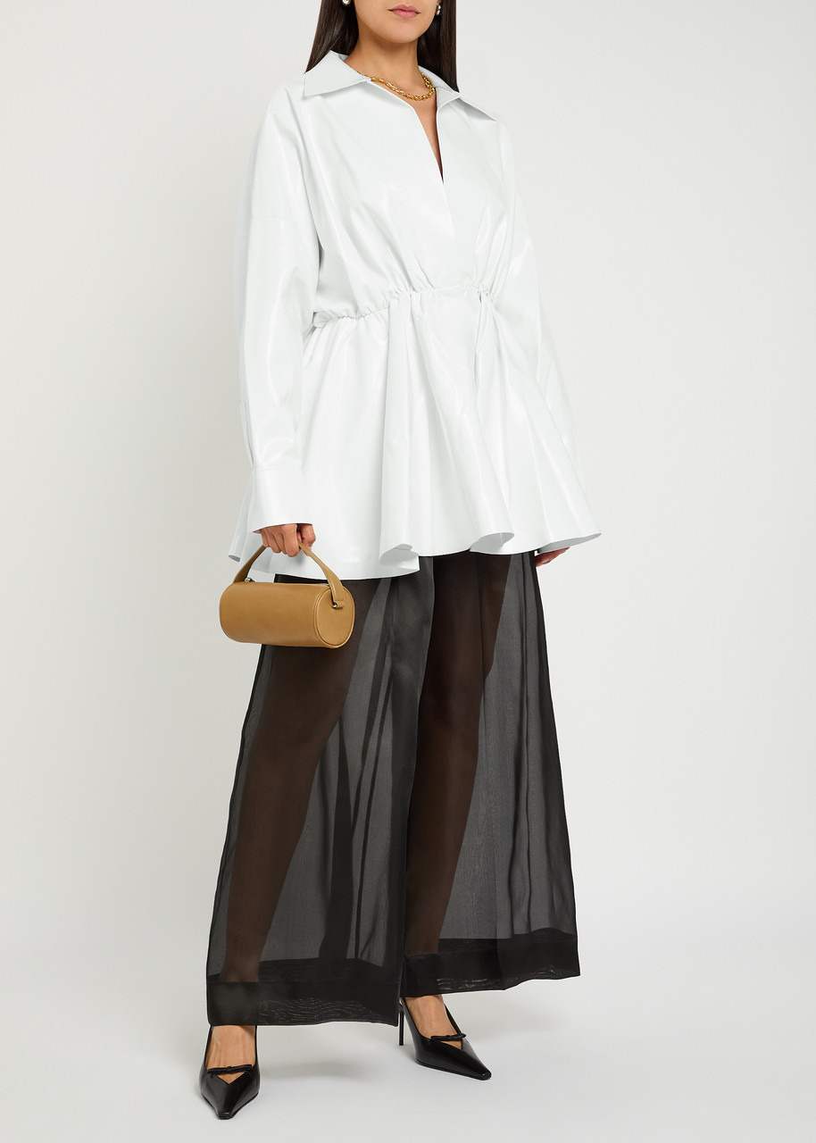 Norma Kamali Faux Patent Leather Mini Shirt Dress - 4