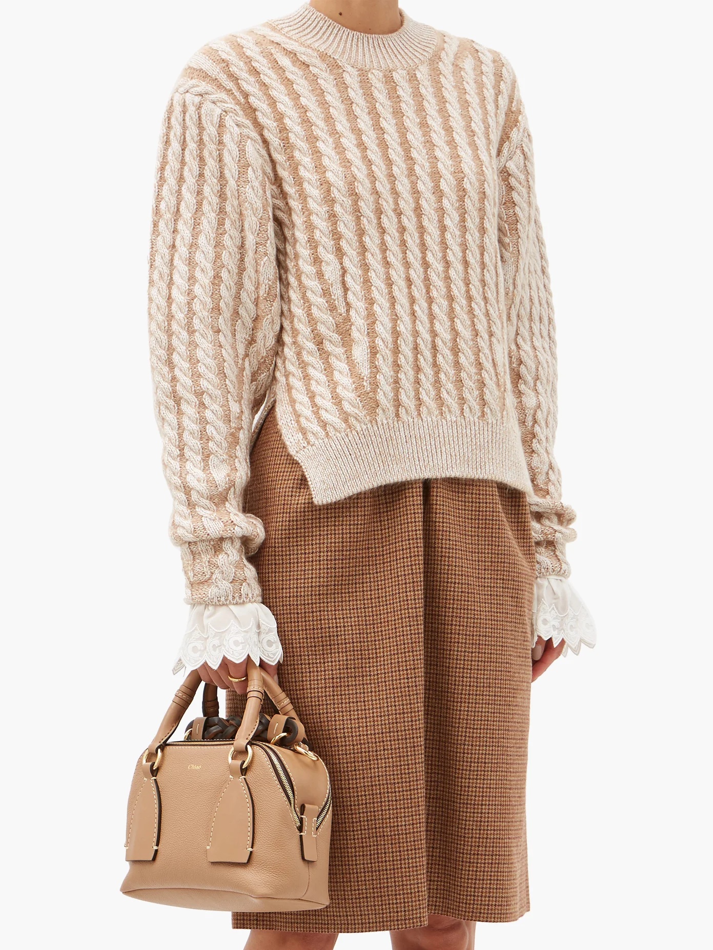 Chunky cable-knit side-slit wool-blend sweater - 6