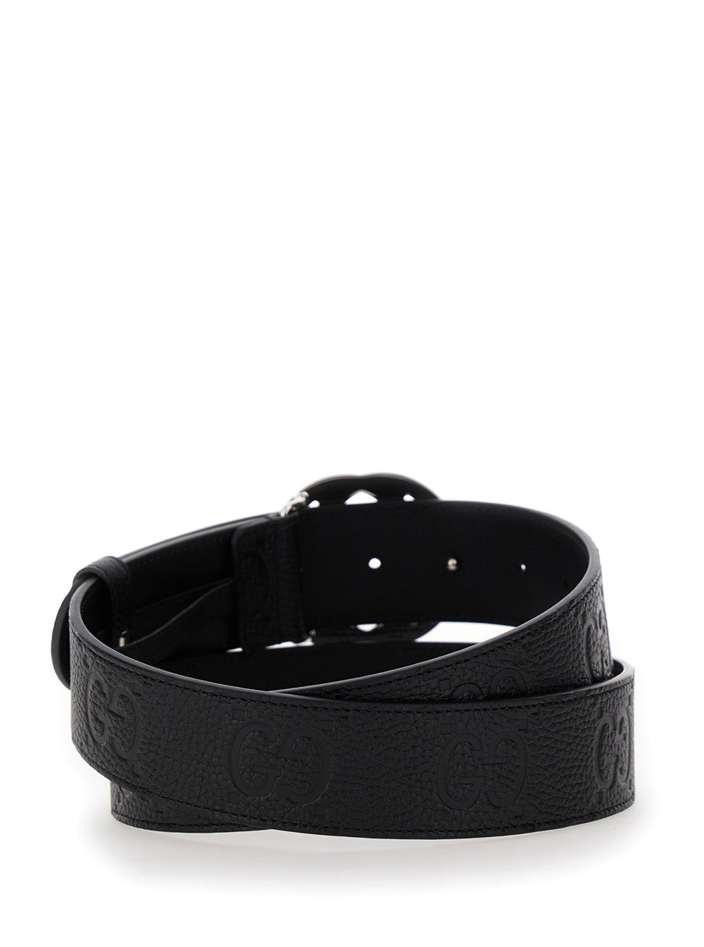 Gucci Men Black Belt With Interlocking G Buckle In Gg Jumbo Leather Man - 3