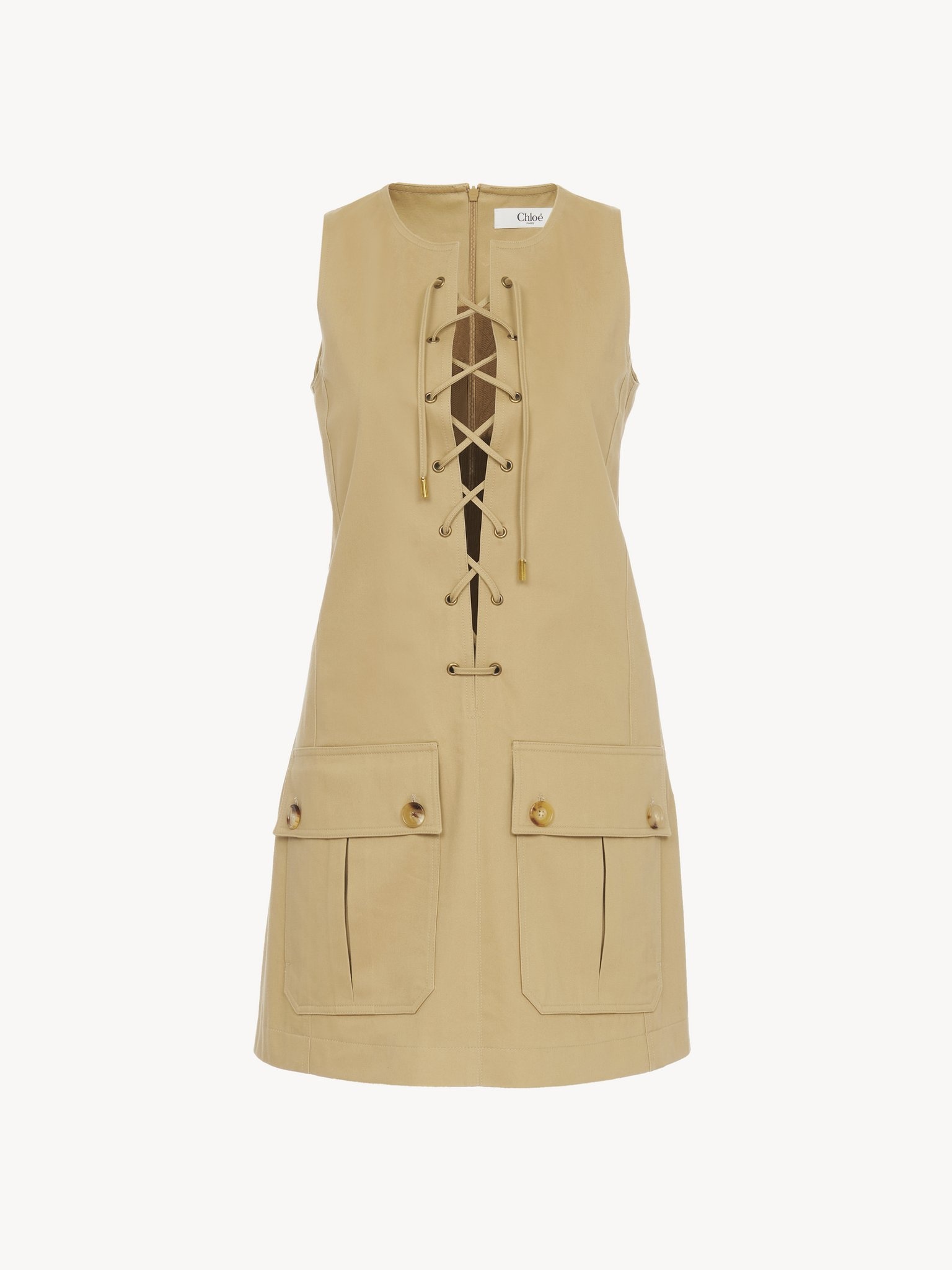 LACE-UP PINAFORE DRESS IN COTTON SATIN - 2