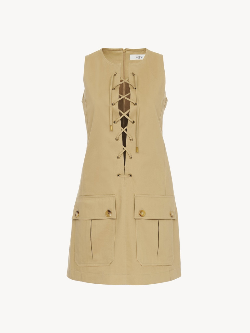 Chloé LACE-UP PINAFORE DRESS IN COTTON SATIN outlook