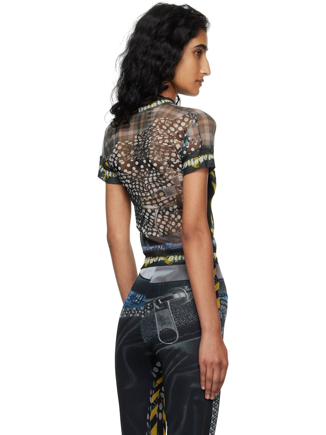 Black & Off-White Mesh T-shirt - 3