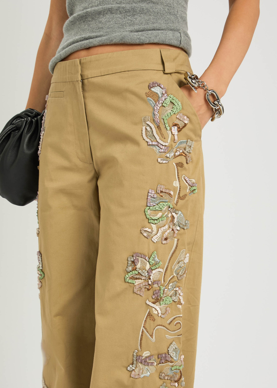 Christopher Esber Duke Floral-embellished Twill Trousers - 5