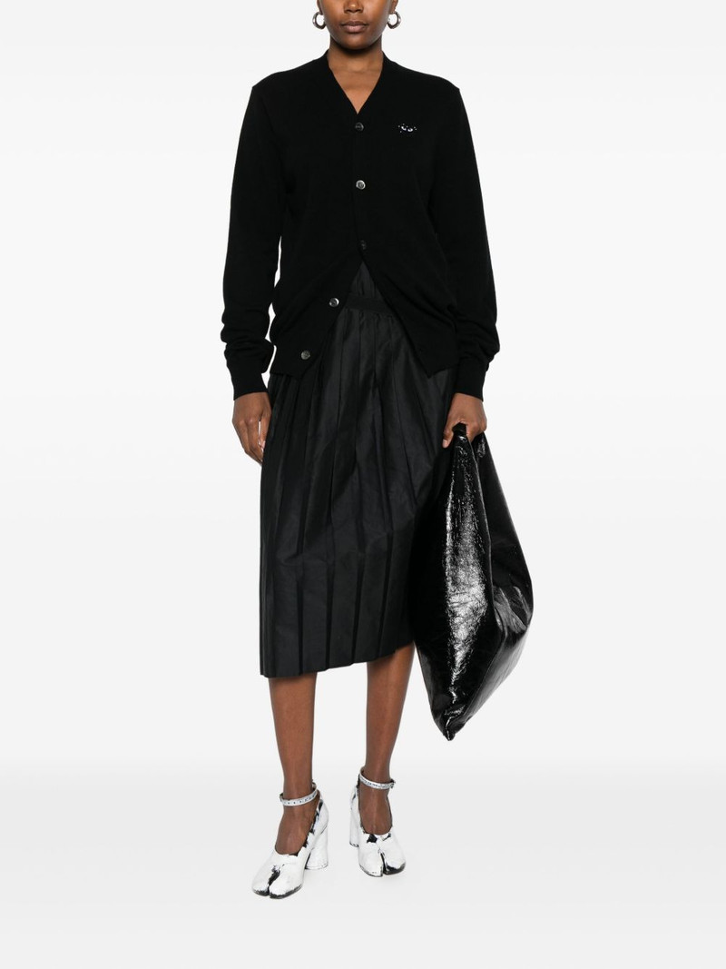 Comme des Garçons PLAY heart-emblem rhinestone-embellishment cardigan outlook