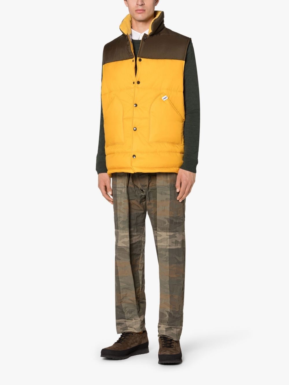 CONTRAST YELLOW & KHAKI NYLON GILET - 4