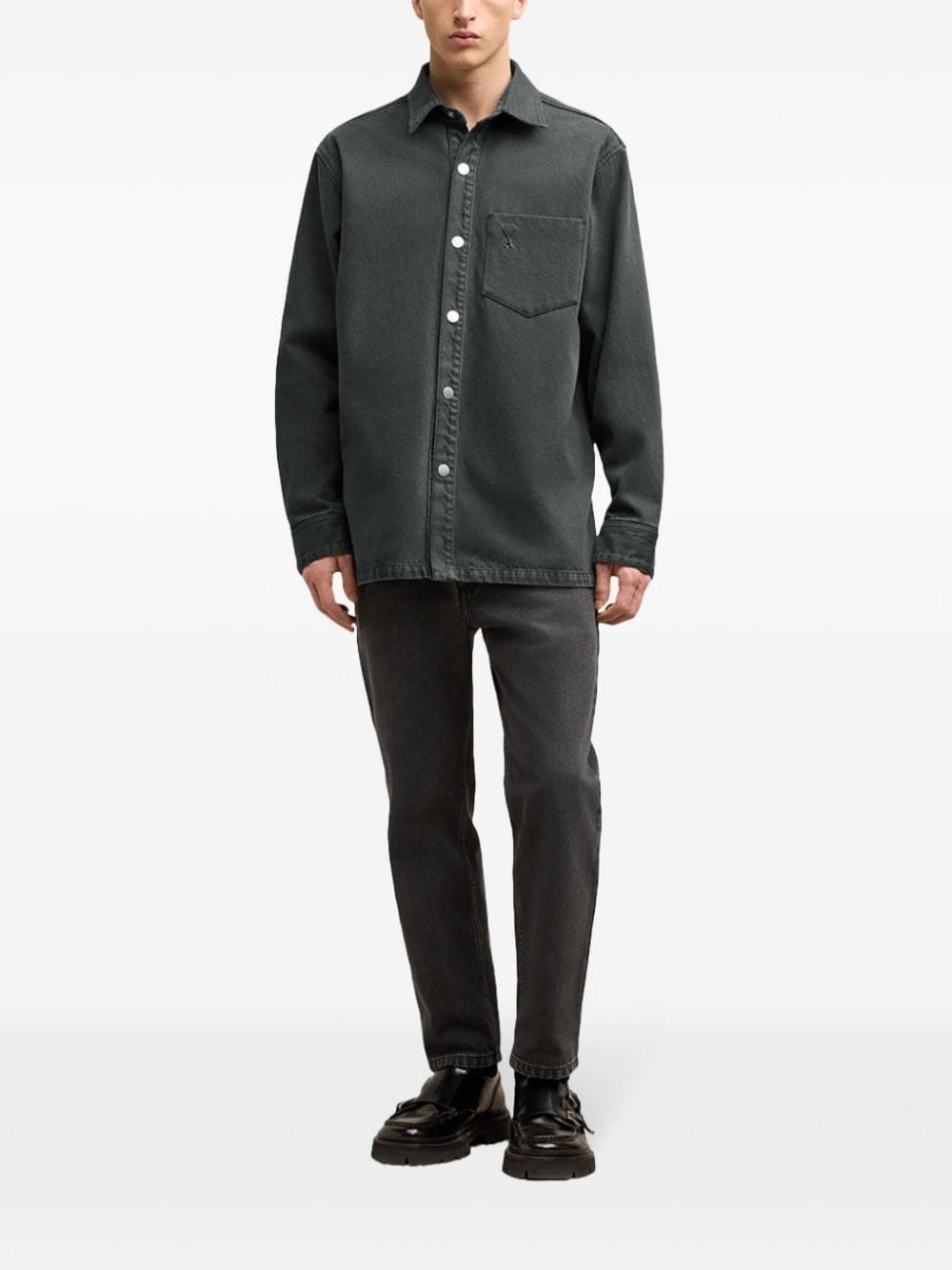 logo-print button-up shirt jacket - 2