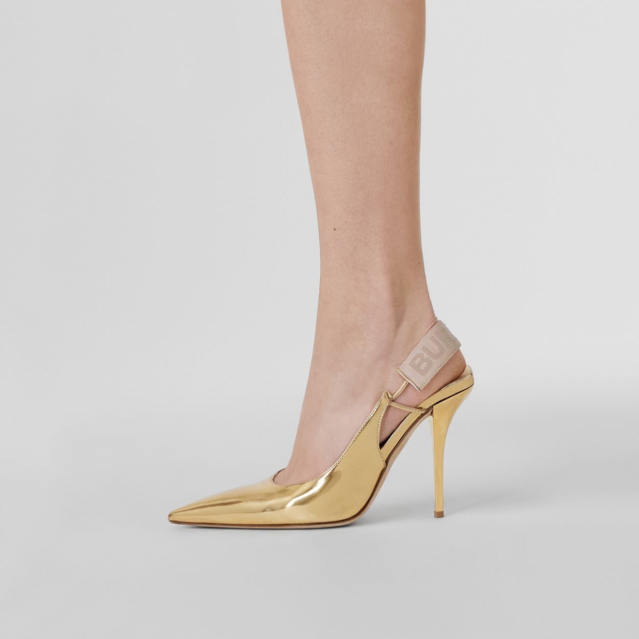 Metallic Leather Slingback Pumps - 3