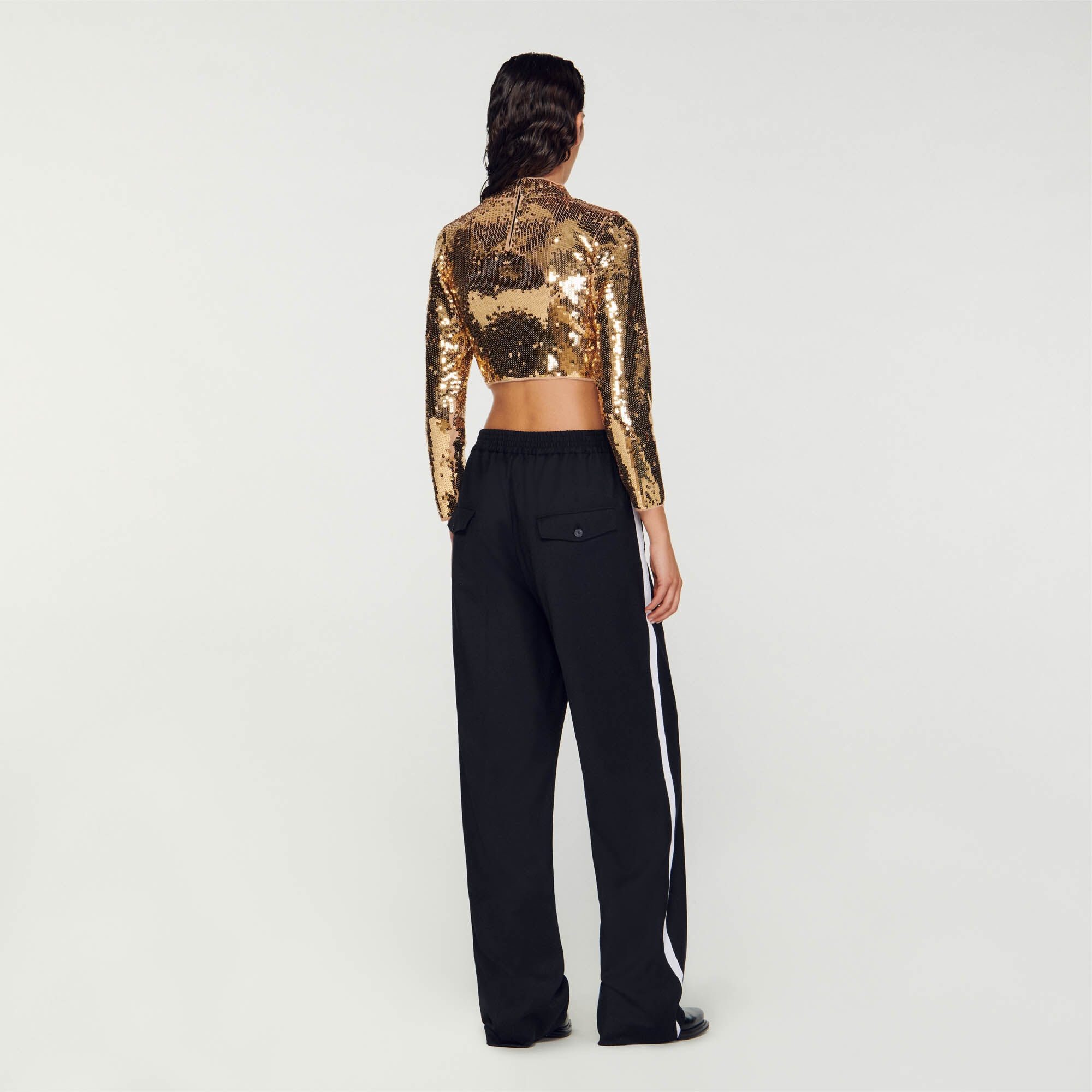 CROPPED KNIT SWEATER WITH SEQUINS - 6