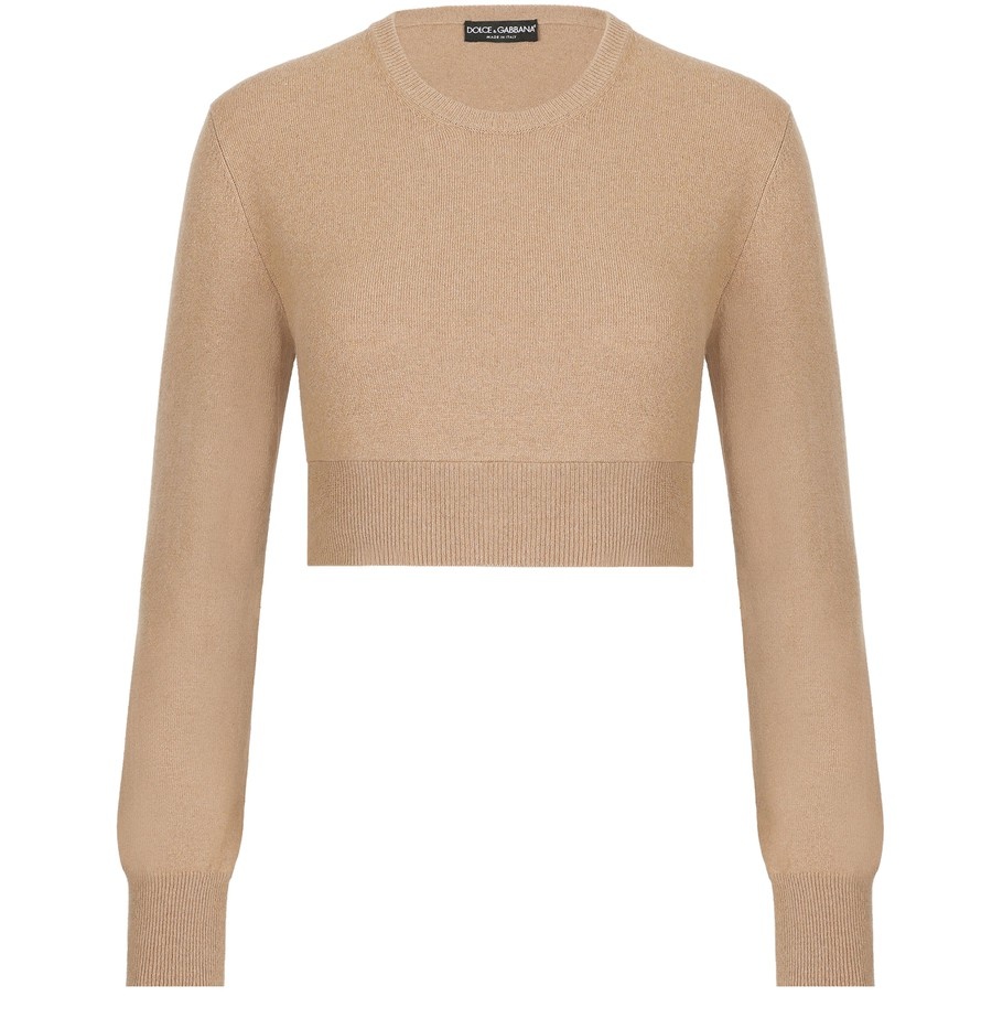 Cropped wool and cashmere sweater - 1