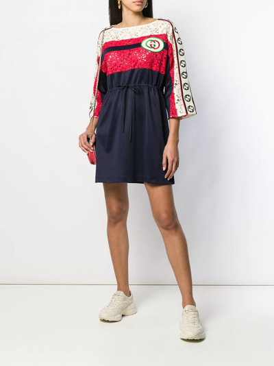 GUCCI shortGG embroidered patch striped dress outlook