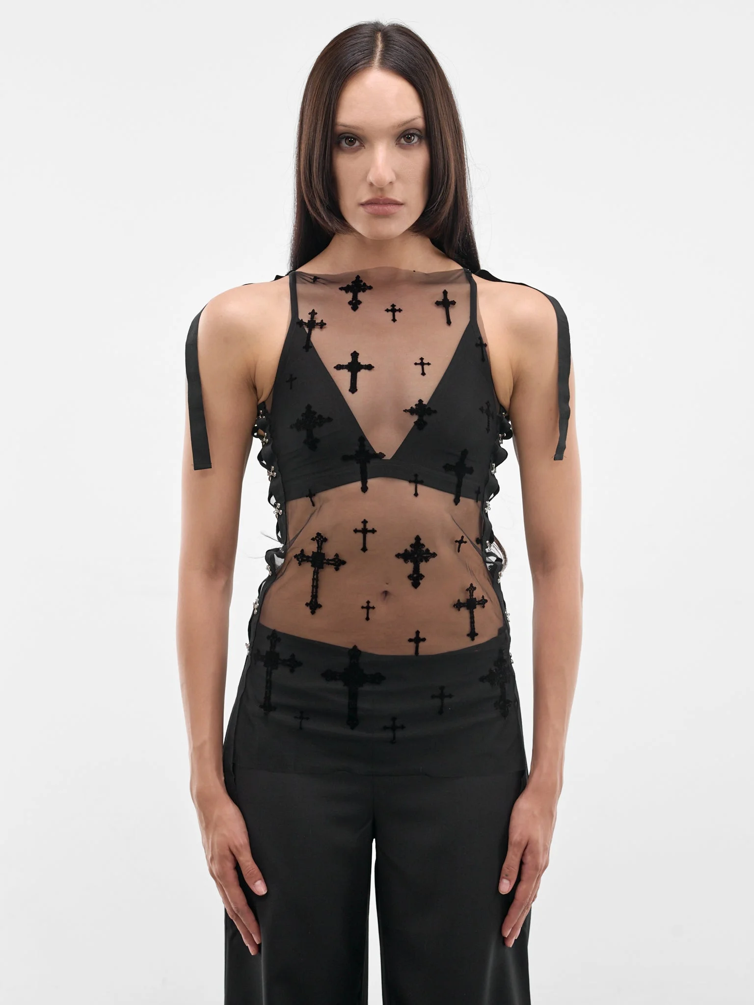 Black Cross Mesh Top - 1