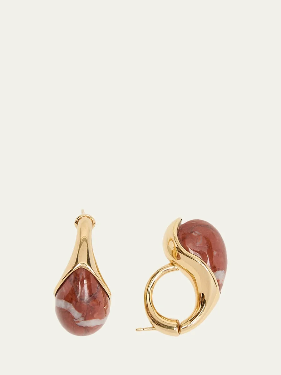 Drop Marble Earrings, Red - 1
