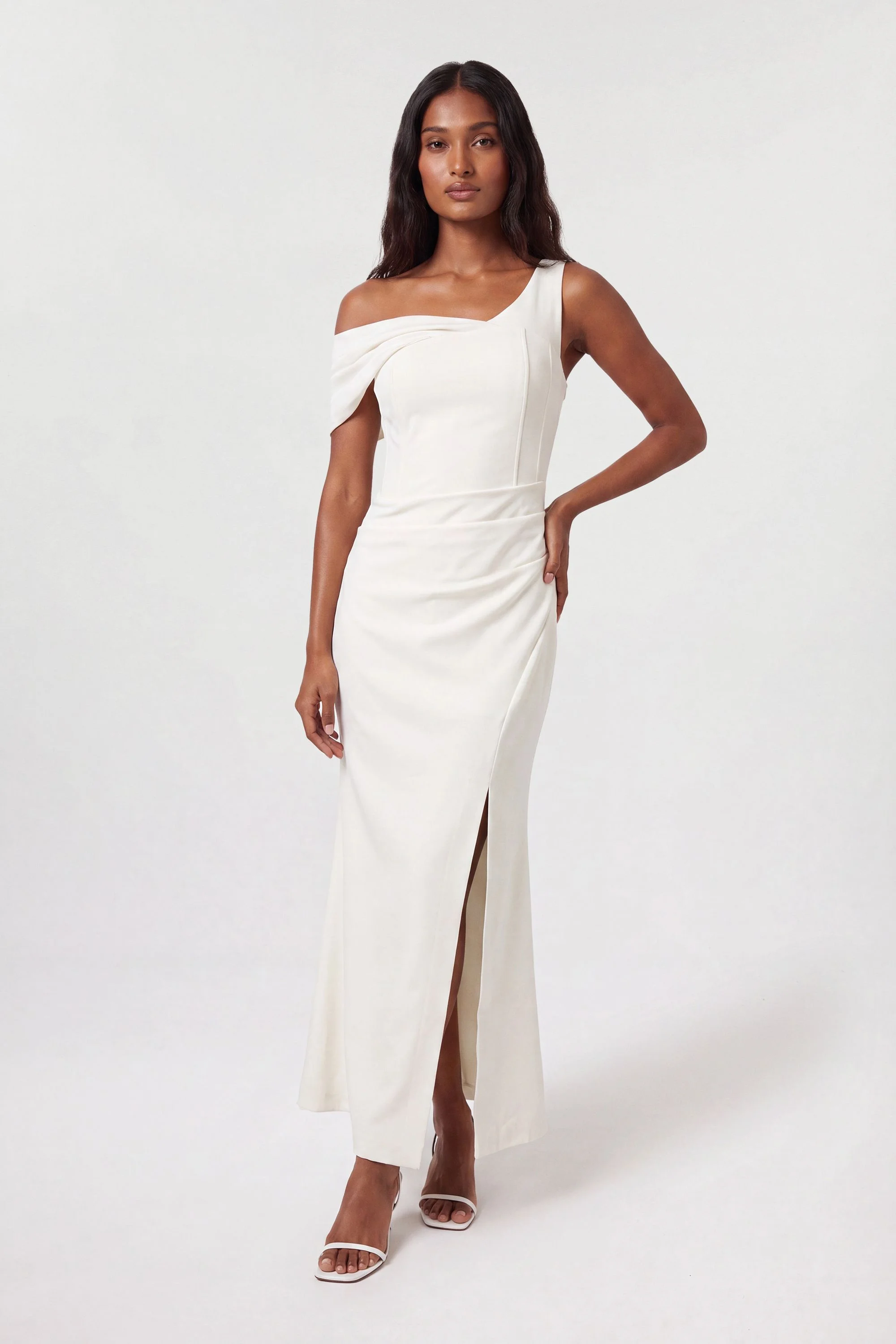 Satin Back Crepe Tailored Maxi Dress - 1