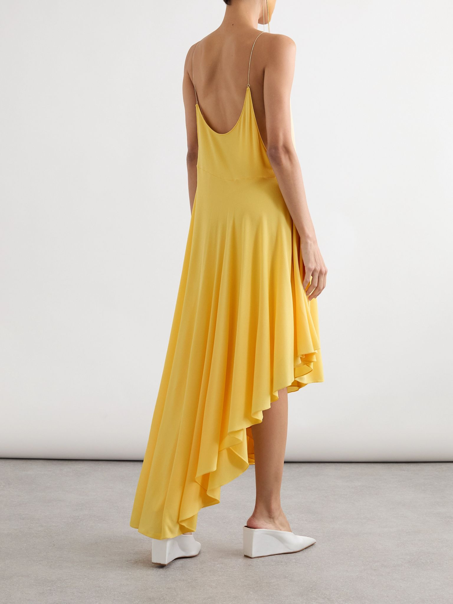 Asymmetric jersey midi dress Yellow - 3