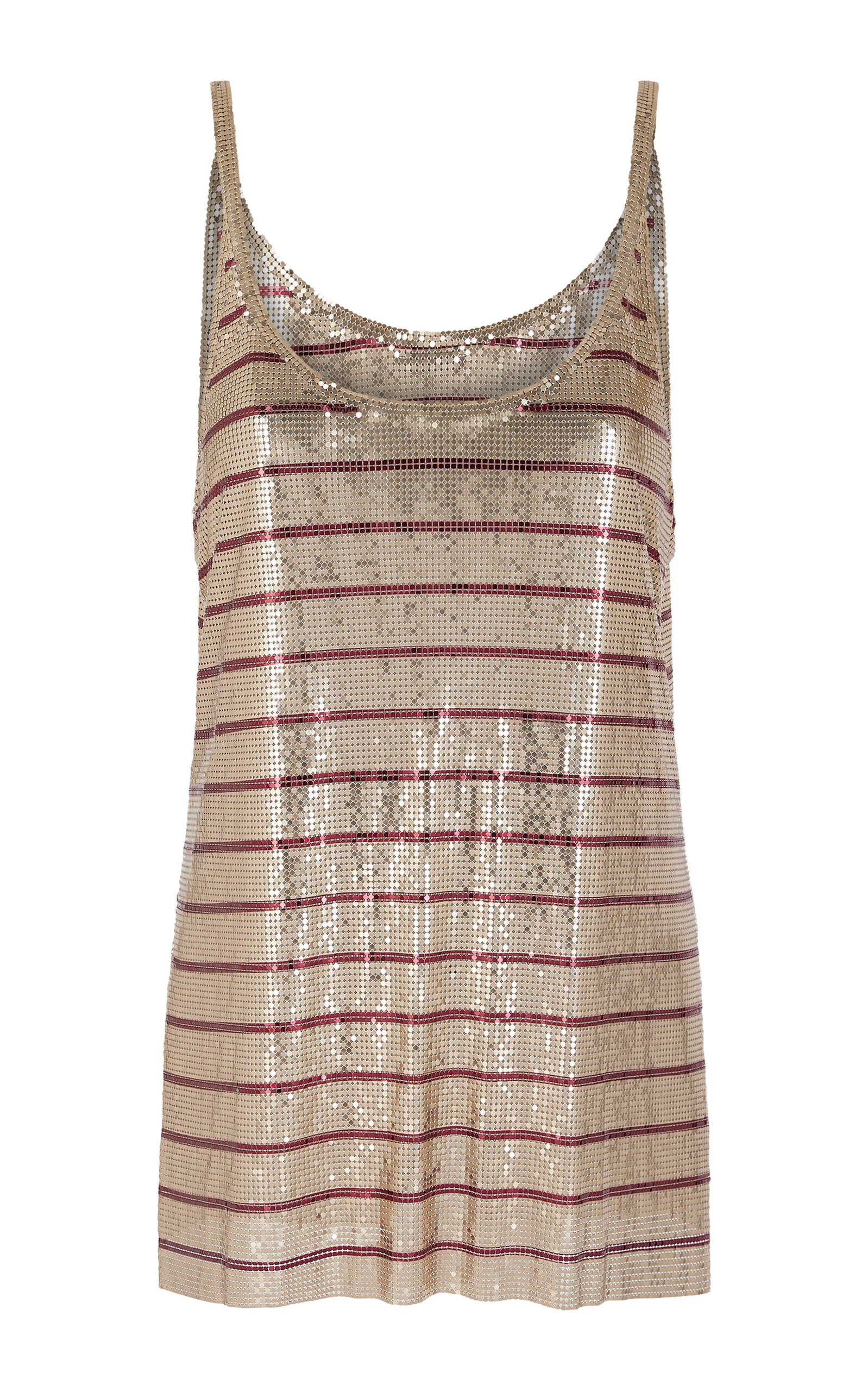 Striped Metallic Mesh Tank Top stripe - 1