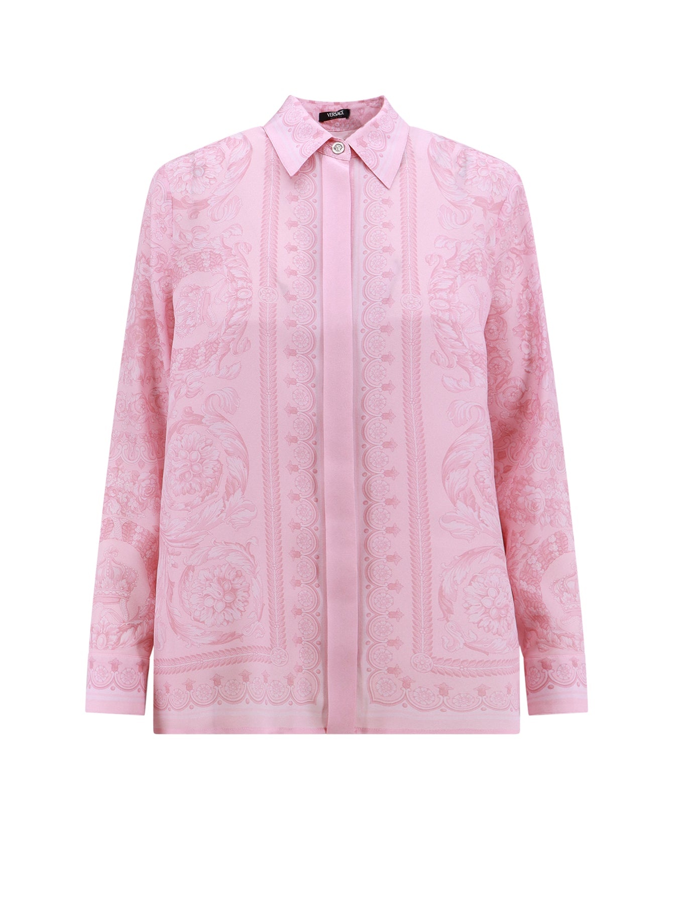Formal silk shirt with Baroque print - 1