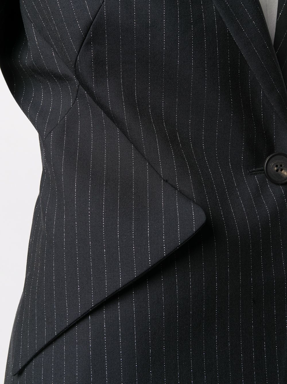 tailored pinstripe single-breasted blazer - 5