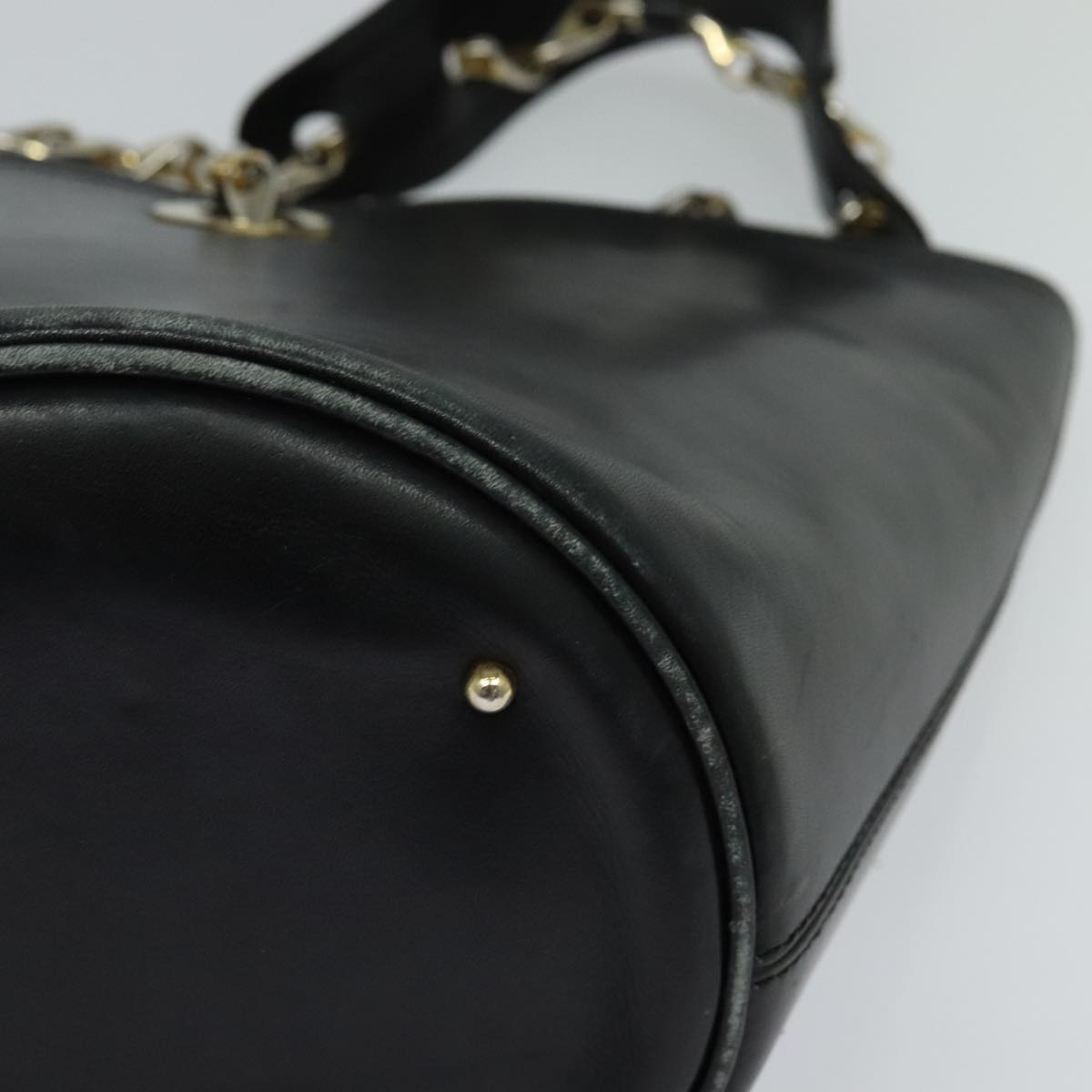 CELINE Chain Shoulder Bag Leather Black Gold - 15