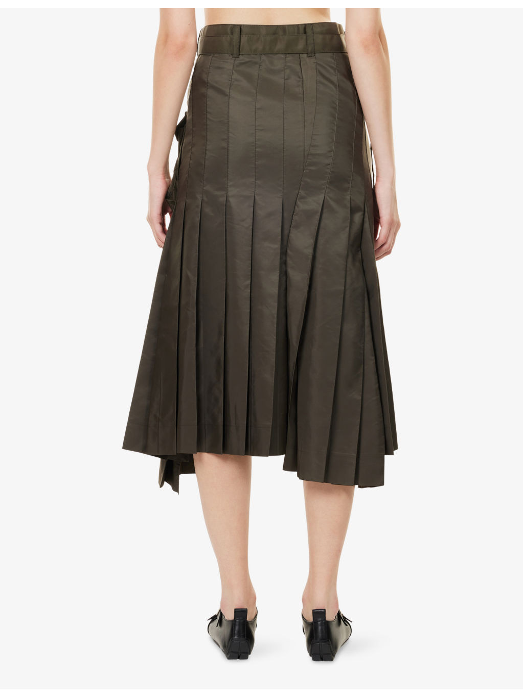 Pleated Belted Shell Midi Skirt - 4
