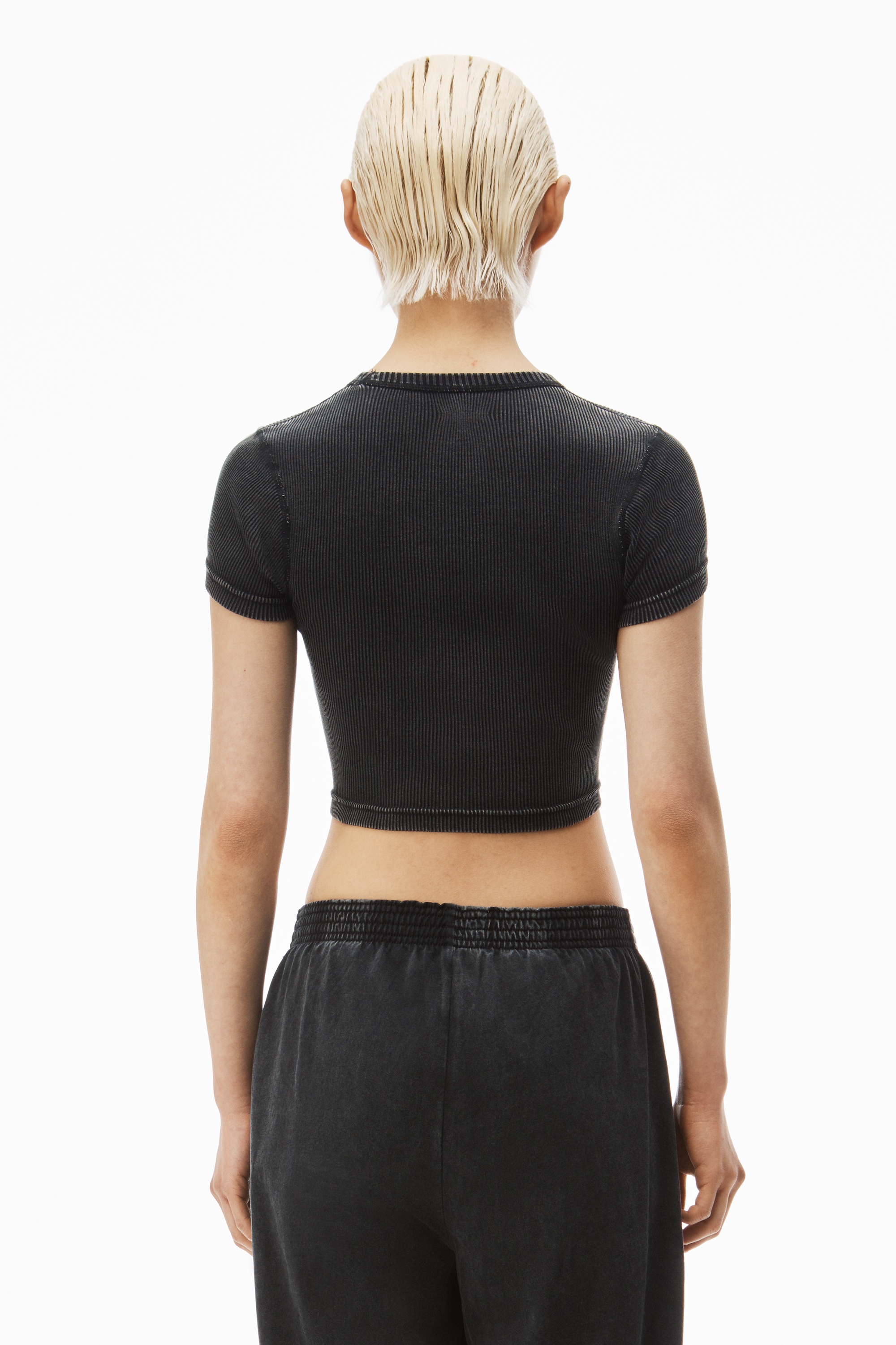 cropped short-sleeve baby tee in ribbed cotton - 4