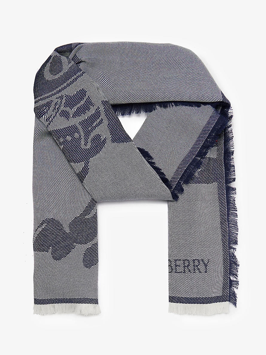 Equestrian Knight Design jacquard-pattern wool-blend scarf - 1