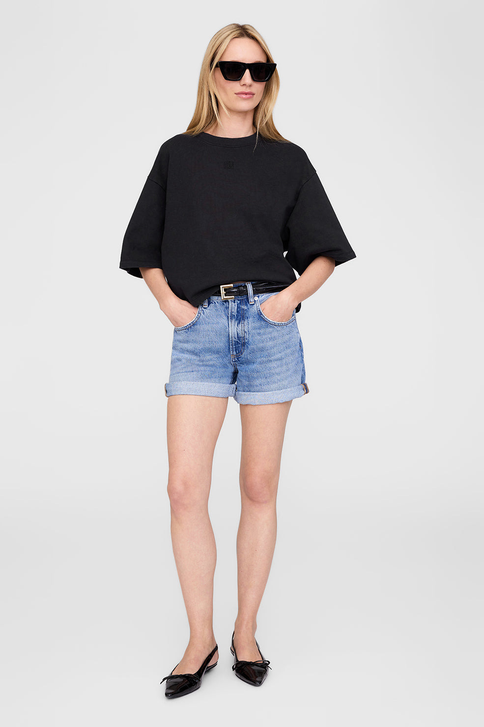 Myers Cropped Tee - Faded Black French Terry - 2