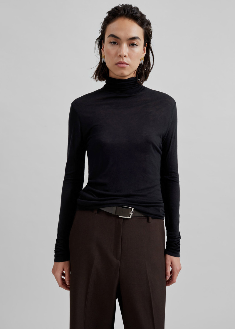 Evren Sheer Turtleneck - Black 4