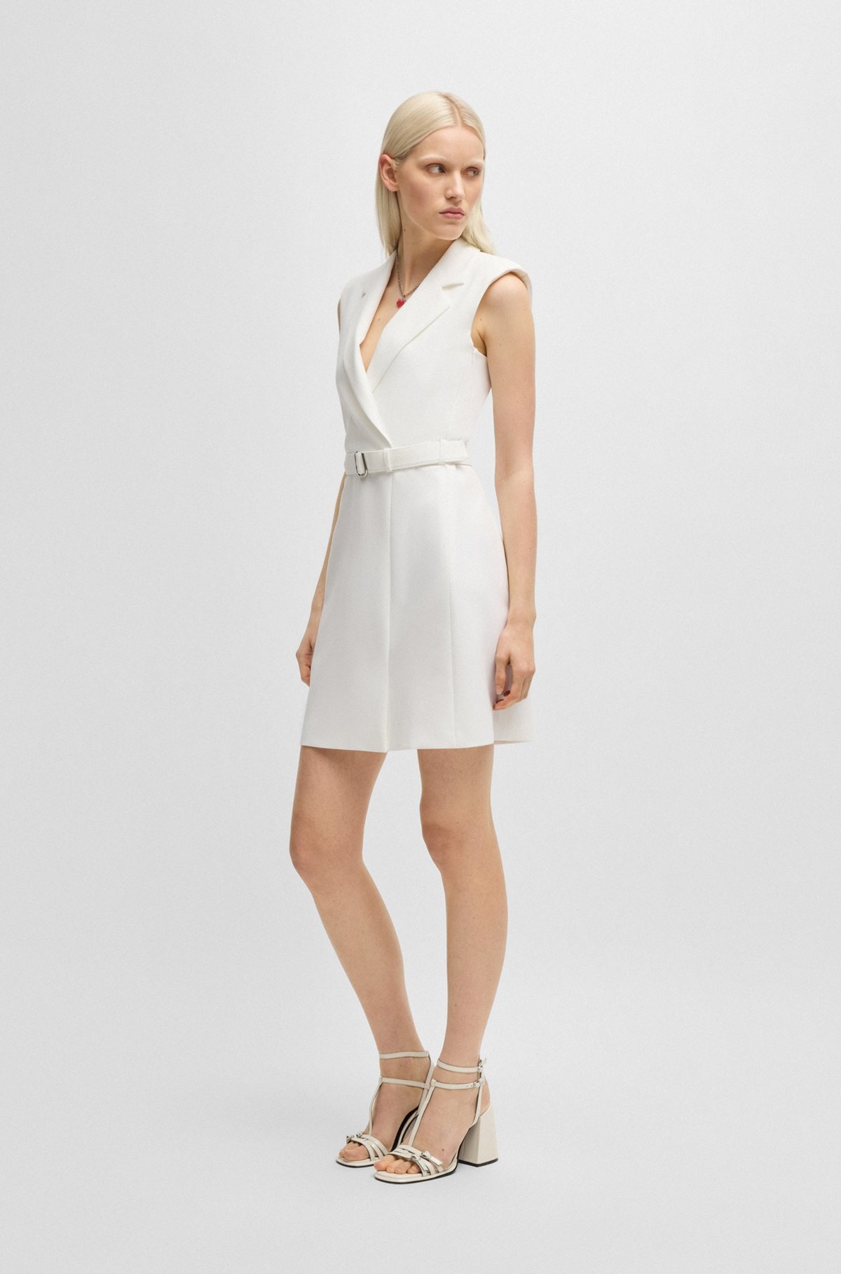 BLAZER-STYLE DRESS WITH BUCKLED BELT - 3