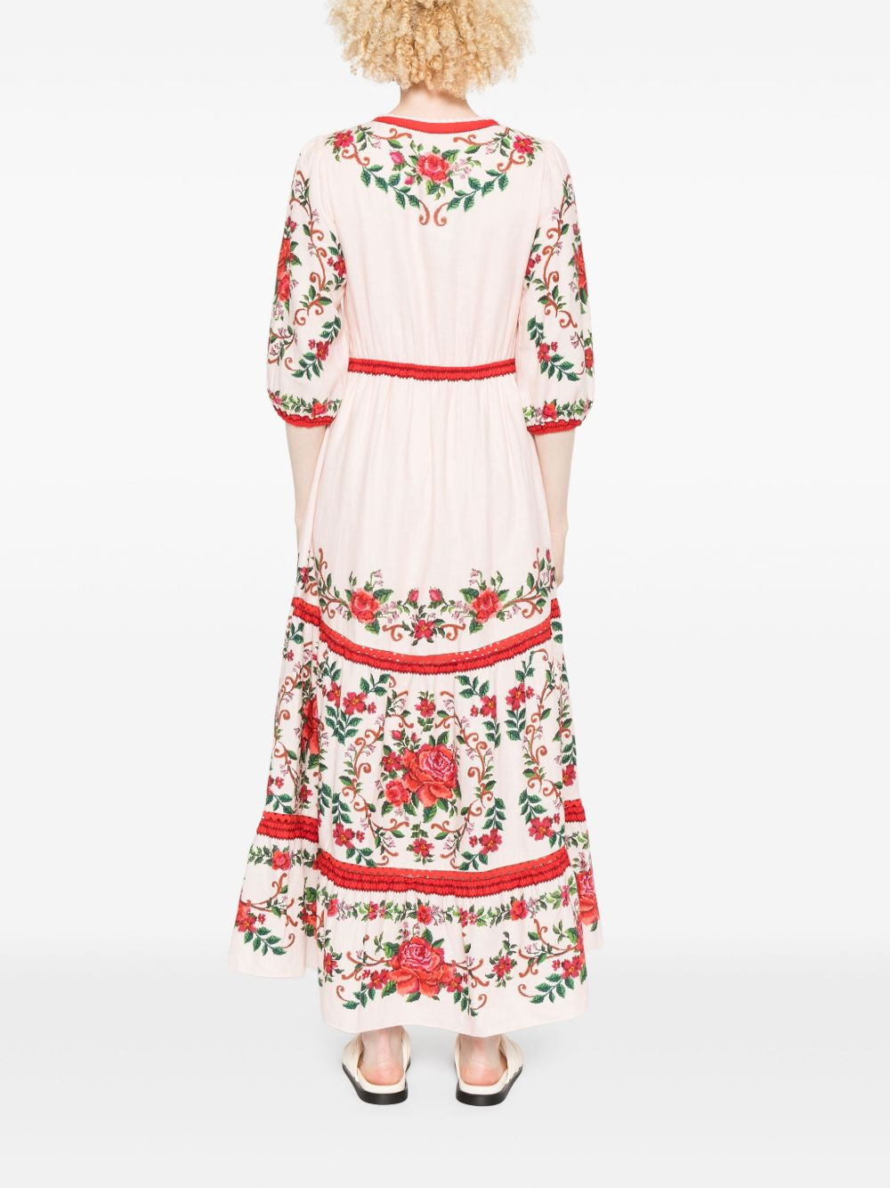 floral-jacquard maxi dress - 4