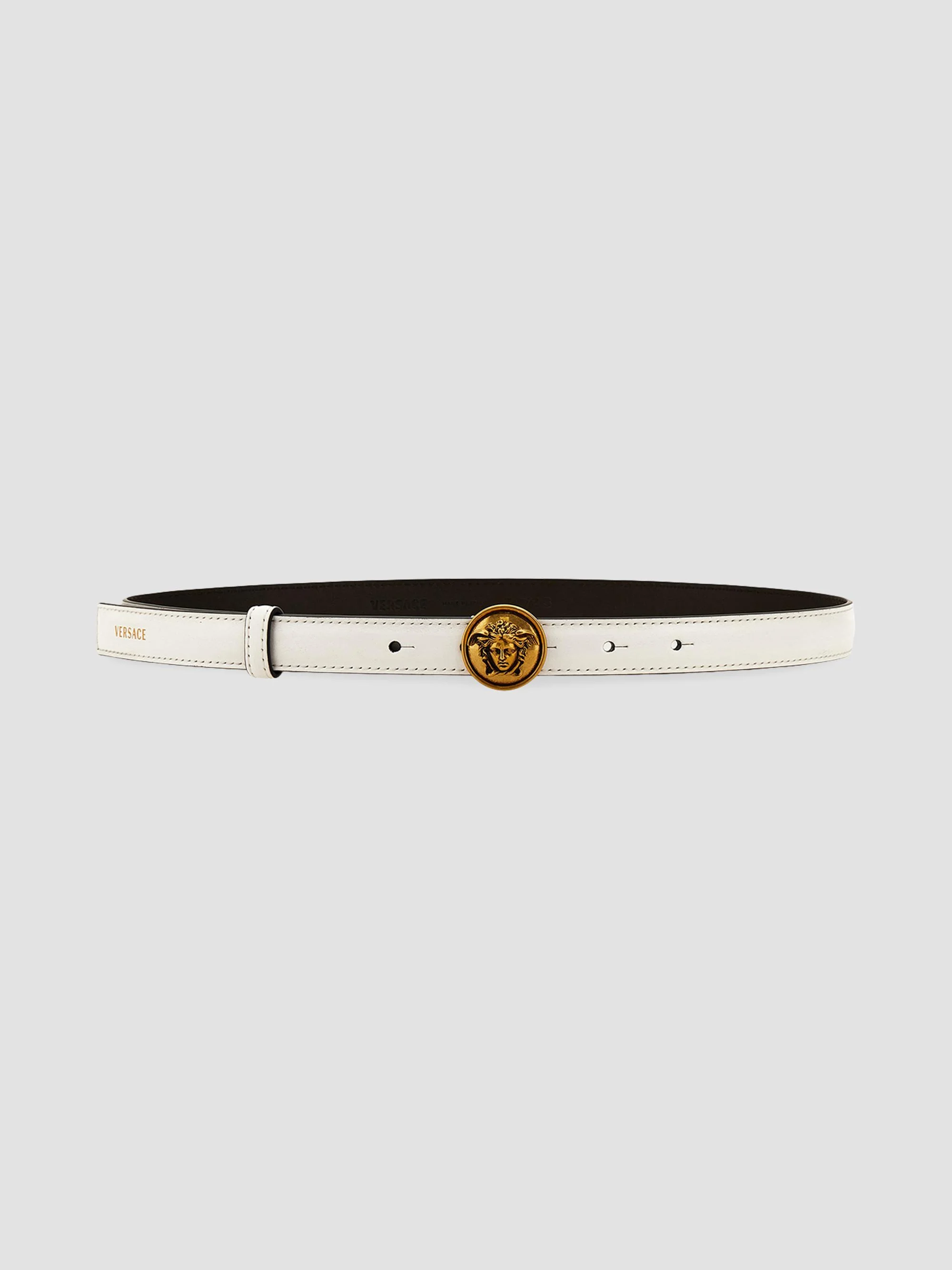 Women's Logo Leather Belt - White Gold - 1