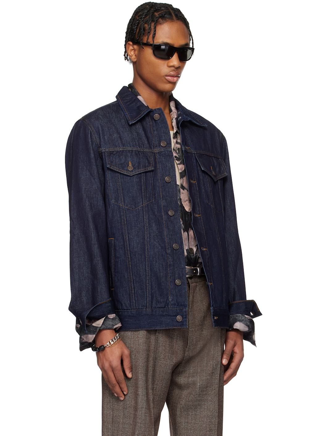 Navy Paneled Denim Jacket - 2