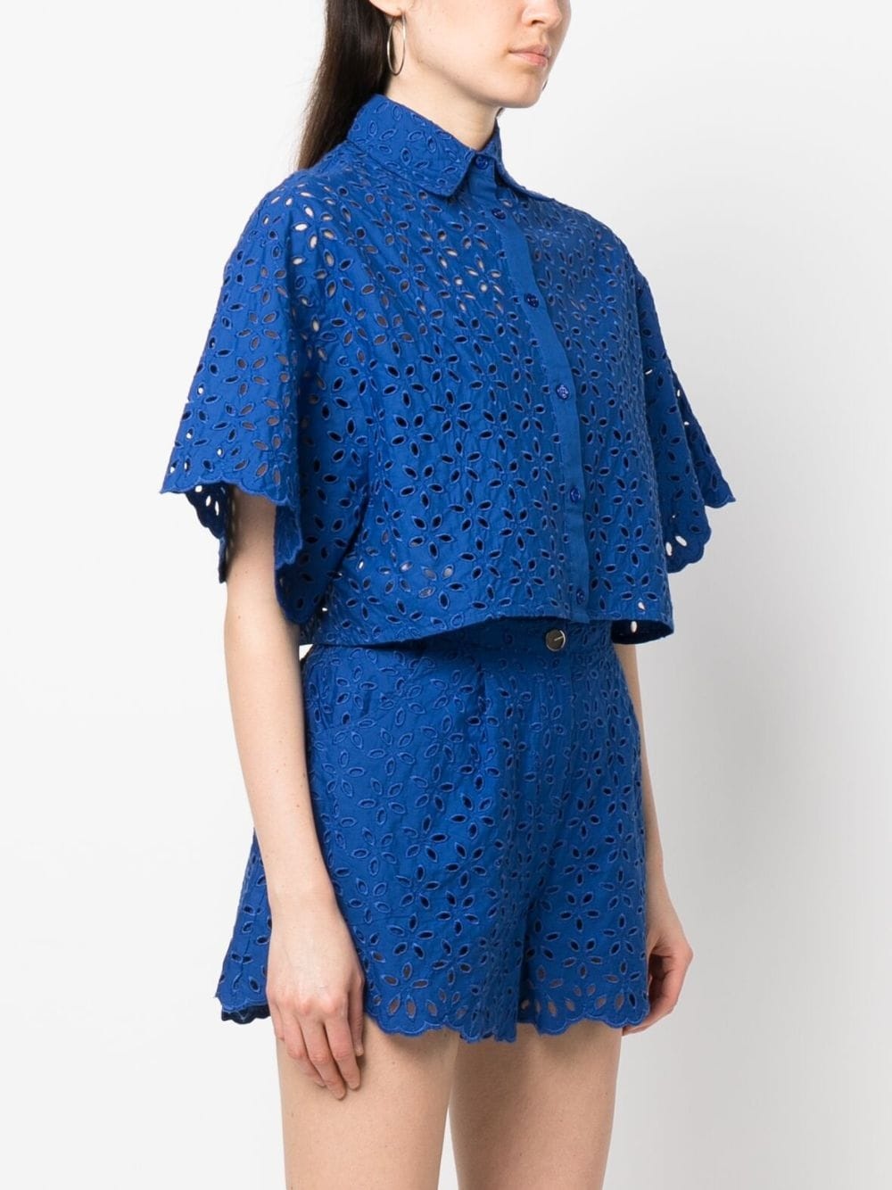 floral-motif perforated shirt - 3