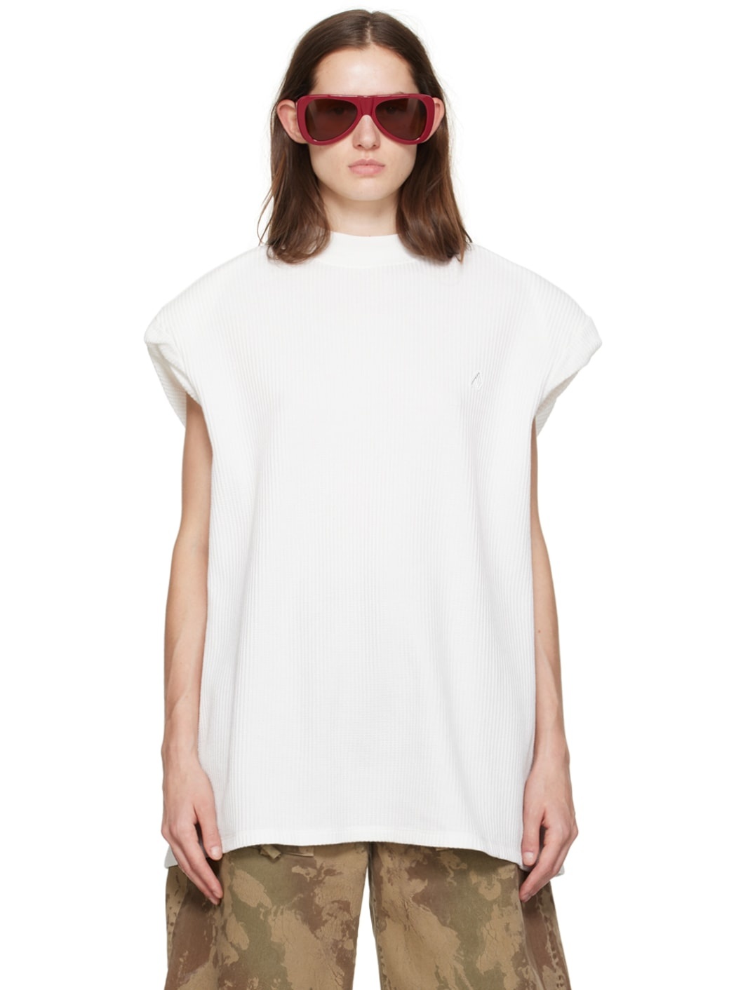 White Mock Neck T-Shirt - 1