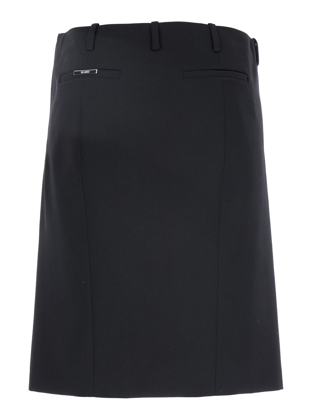 The Attico Women Black Skirt With Two Front Slits And Logo Plaque On The Rear In Wool Woman - 2